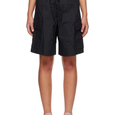 Skims Black Woven Cotton Oversized Cargo Shorts