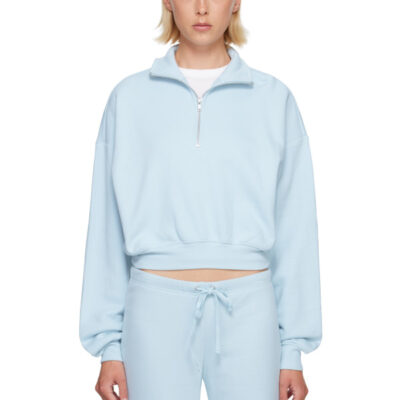 Skims Blue Drapey French Terry Half Zip Sweatshirt