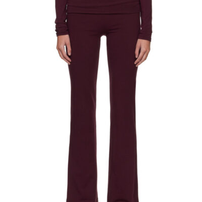 Skims Burgundy Cotton Jersey Foldover Lounge Pants