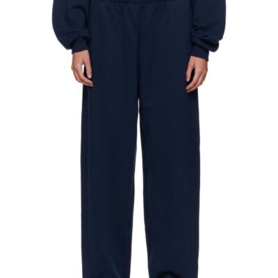 Skims Navy Cotton Fleece Classic Straight Leg Sweatpants