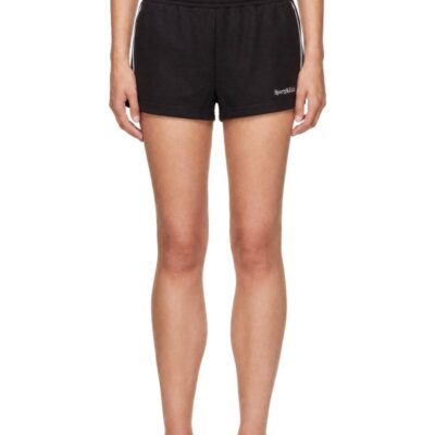 Sporty And Rich Brown Serif Logo Retro Track Shorts