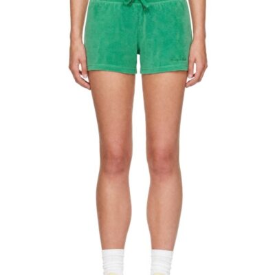 Sporty And Rich Green Signature Logo Krystal Shorts
