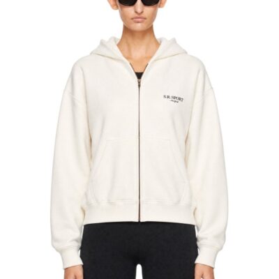 Sporty And Rich Off-White 'SR Sport' Embroidered Zip Hoodie