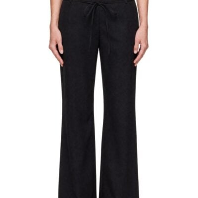 St. Agni Black 90s Wool Rouleau Minimal Trousers