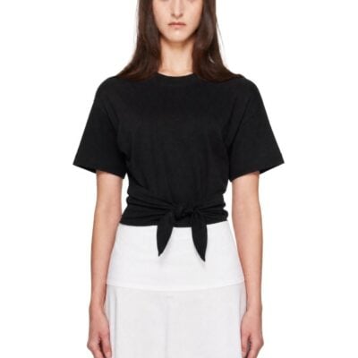 St. Agni Black Cotton Jersey Split Back Top