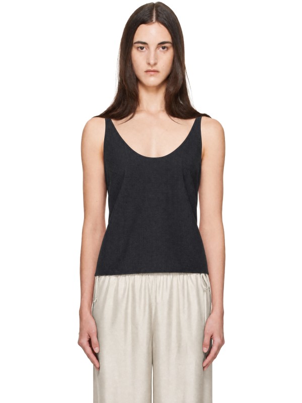 St. Agni Black Wool Rouleau Tie Top