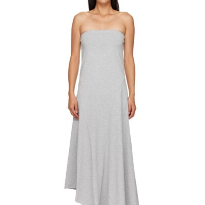 St. Agni Gray Strapless Cotton Jersey Midi Dress