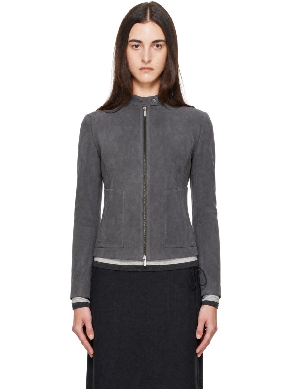 St. Agni Gray Suede Moto Jacket