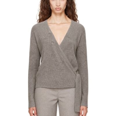 St. Agni Taupe Cashmere Wrap Cardigan