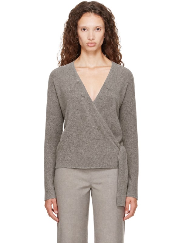 St. Agni Taupe Cashmere Wrap Cardigan
