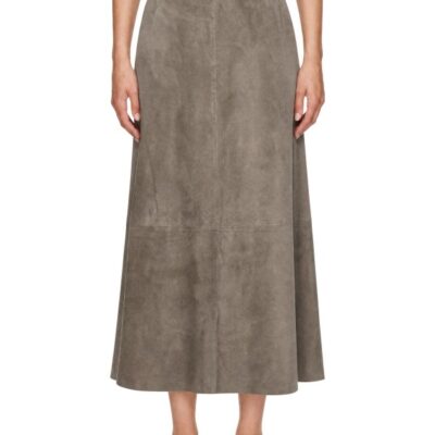 St. Agni Taupe Suede Circle Maxi Skirt