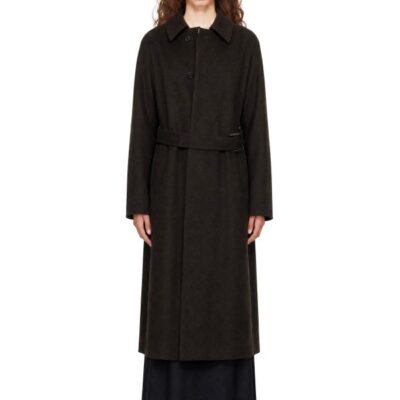 Stein Brown Wool Raglan Sleeve Balmacaan Coat