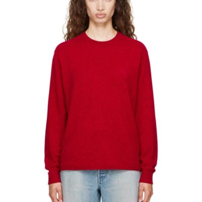 Stein Red Extra Fine Wool Knit Crew Neck Sweater