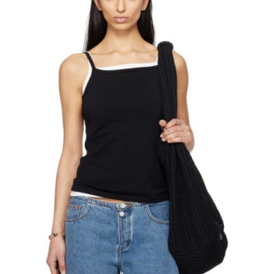 Still Here Black Square Tank Top