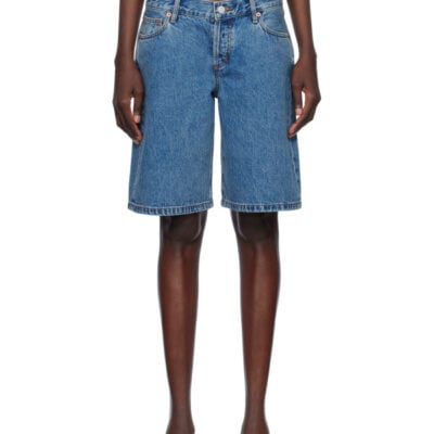Still Here Blue Stoop Denim Shorts