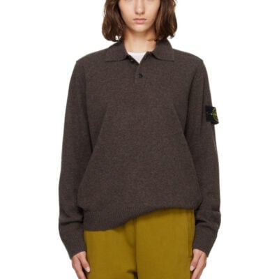 Stone Island Brown 5100018 Light RWS Geelong Wool Polo