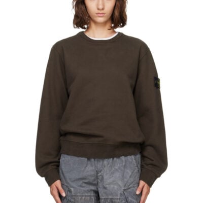 Stone Island Brown 6100049 Brushed Organic Cotton Fleece Sweatshirt