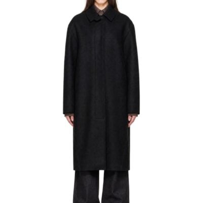 Studio Nicholson Black Ria Wool Melton Overcoat