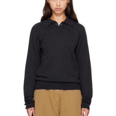 Studio Nicholson Gray Sark Knit Polo