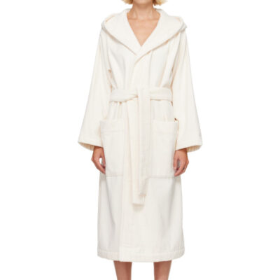 Tekla Off-White Terry Hooded Bathrobe