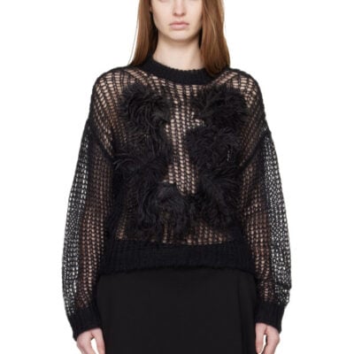 The Attico Black Light Mohair Feather Sweater