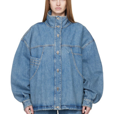 The Attico Blue Washed Denim Bomber Jacket