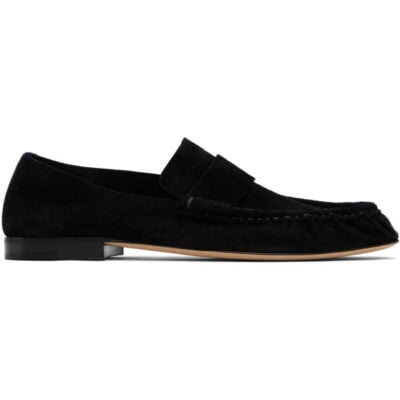 The Row Black Soft Suede Loafers