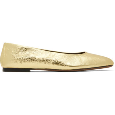 The Row Gold Square Ballerina Flats