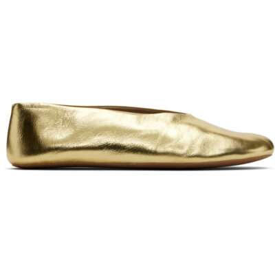 The Row Gold Stella Ballerina Flats
