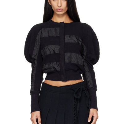 Theopen Product Black Slouchy Puff Panel Cardigan