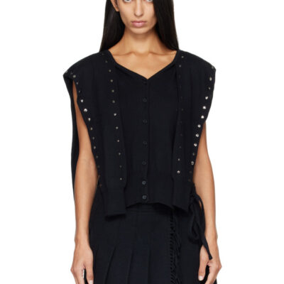 Theopen Product Black Stud Sleeve Layered Cardigan