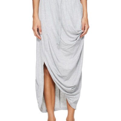Theopen Product Gray Draped Cotton Midi Skirt