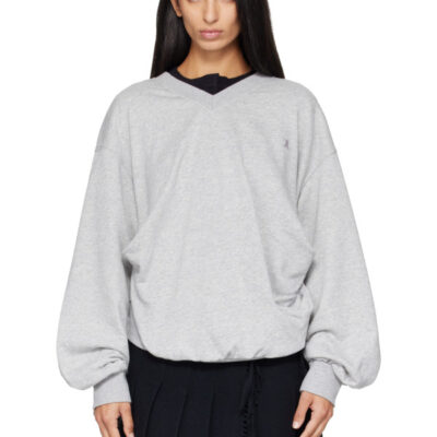 Theopen Product Gray Slouchy V-Neck Sweatshirt