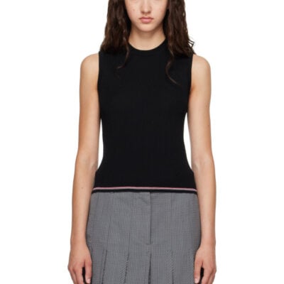 Thom Browne Black Merino Wool RWB Stripe Tank Top