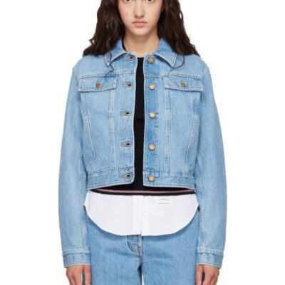 Thom Browne Blue Shrunken Selvedge Denim Jacket