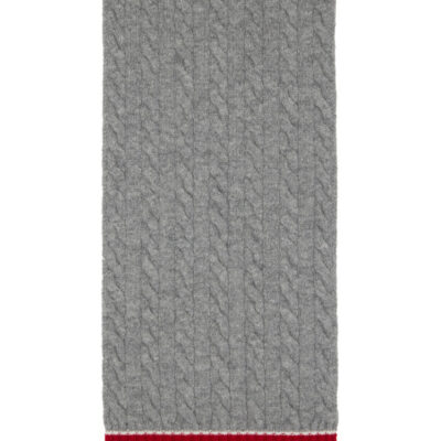 Thom Browne Gray Cable Knit Wool Scarf