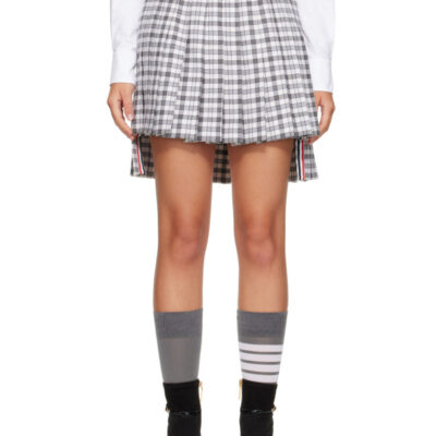 Thom Browne Gray Gunclub Heavy Twill Low Rise Pleated Miniskirt