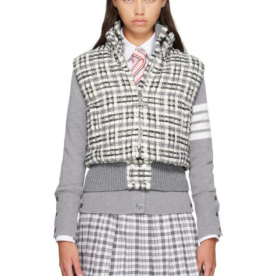 Thom Browne Gray Organza Ribbon Tweed Down Vest