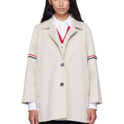 Thom Browne Khaki Armband Cropped Car Coat