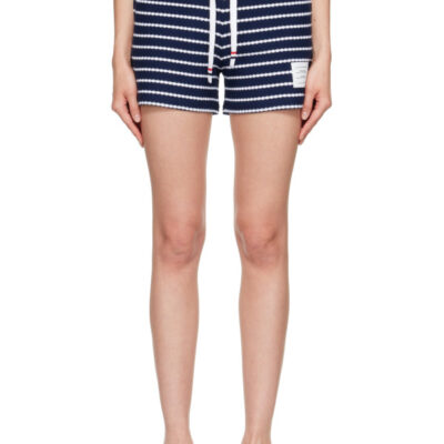 Thom Browne Navy Striped Honeycomb Shorts
