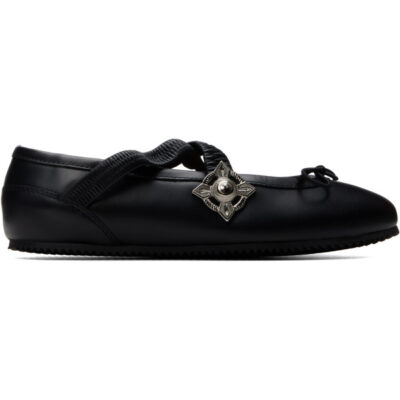 Toga Pulla Black Leather Ballerina Flats