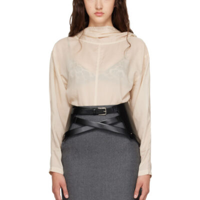 Toga Pulla Black Leather Corset Belt