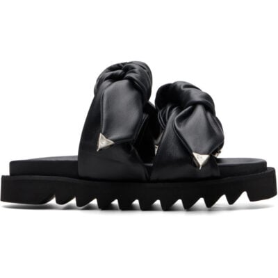 Toga Pulla Black Leather Flat Sandals