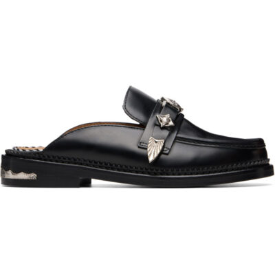 Toga Pulla Black Leather Slip-on Loafers