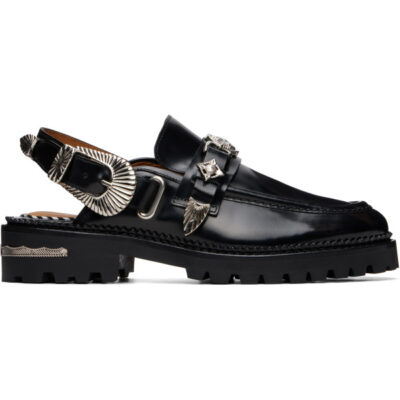 Toga Pulla Black Metal Mule Loafers