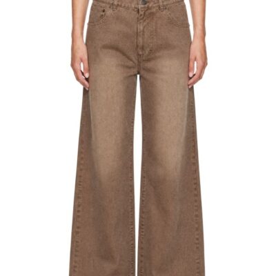 Tonywack Beige Re-Cut Brushed Cotton Flared Jeans
