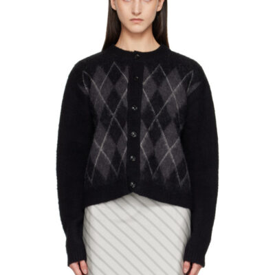 Tonywack Black Brushed Argyle Cardigan