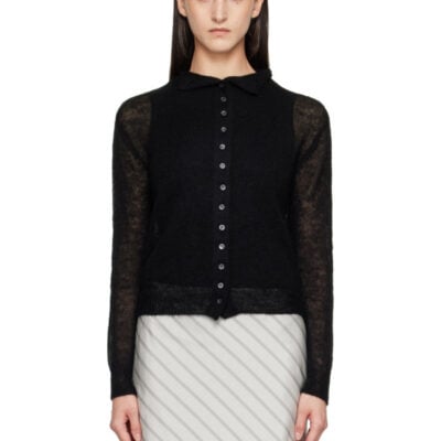 Tonywack Black Mohair Half-Neck Cardigan