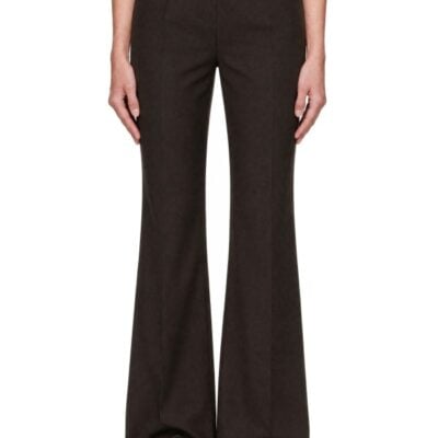 Tonywack Brown Loose Fit Wool Tailored Trousers