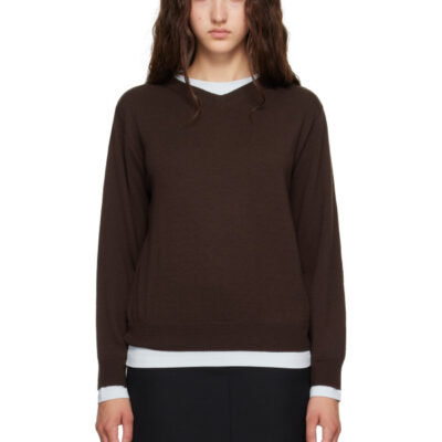 Tonywack Brown Superfine Wool Layered V-Neck Sweater